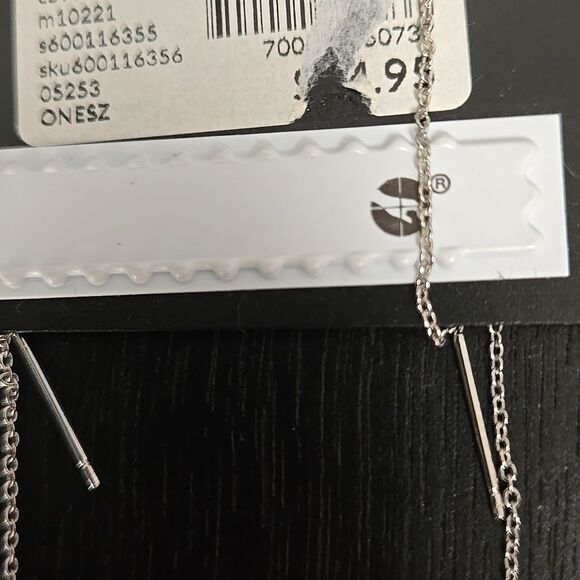 Silver Tone Luxe Pave Linear Earrings Cubic Zirconia Sensitive Ears Nickel Free - Picture 7 of 16